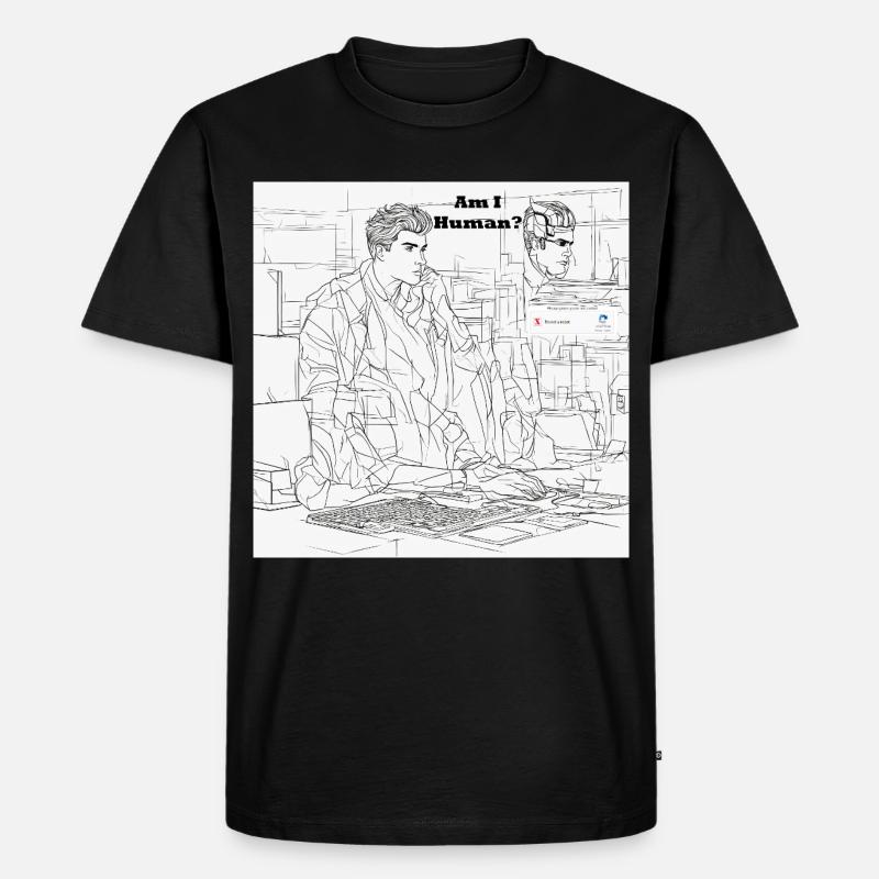 Mensch oder Roboter - Männer Premium Bio T-Shirt - Schwarz