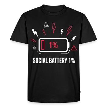 Batterie sociale 1 % Akku - T-shirt Premium bio Homme - noir - Devant - Nico (187cm)
