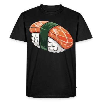 Nigiri Sushi with Green Ribbon - Men's Premium Organic T-Shirt - black - Front - Nico (187cm)