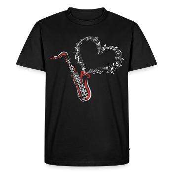 Saxophone Music Love Heart - Men's Premium Organic T-Shirt - black - Front - Nico (187cm)