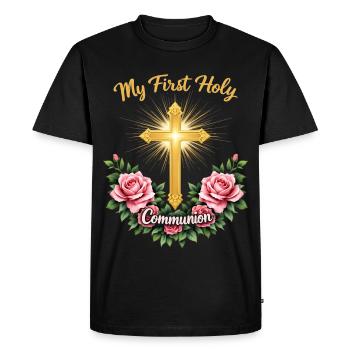 First Holy Communion Cross Beam - Men's Premium Organic T-Shirt - black - Front - Nico (187cm)