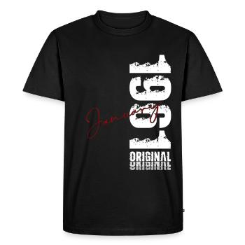 65th Birthday Original January 1961 - Men's Premium Organic T-Shirt - black - Front - Nico (187cm)