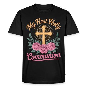 Croix de la Première Communion des Roses - T-shirt Premium bio Homme - noir - Devant - Nico (187cm)