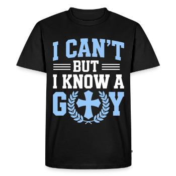 Je ne peux pas, je connais Dieu - T-shirt Premium bio Homme - noir - Devant - Nico (187cm)
