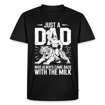 Milk Dad Tiger Hero - Men's Premium Organic T-Shirt - black - Front - Nico (187cm)