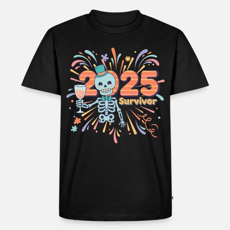 2025 Survivor Skeleton Party Feier - Männer Premium Bio T-Shirt - Schwarz