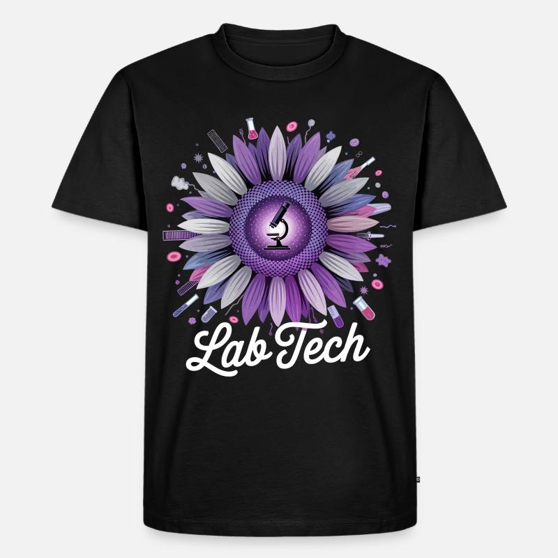 LabTech Sonnenblume Mikroskop - Männer Premium Bio T-Shirt - Schwarz