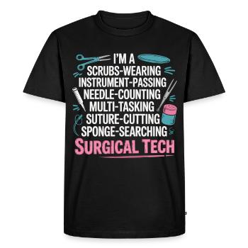Surgical Tech Power Word Art - Men's Premium Organic T-Shirt - black - Front - Nico (187cm)