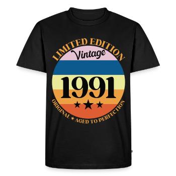 1991 Vintage Birthday Gift 91 Birthday - Men's Premium Organic T-Shirt - black - Front - Nico (187cm)