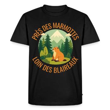 Alpine Marmot in the Forest - Men's Premium Organic T-Shirt - black - Front - Nico (187cm)
