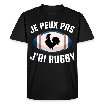 Je peux pas j ai rugby - T-shirt Premium bio Homme - noir - Devant - Nico (187cm)