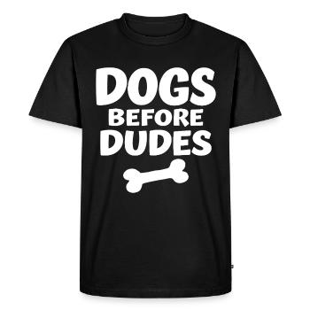 Dogs Before Dudes Dog Love Statement - Men's Premium Organic T-Shirt - black - Front - Nico (187cm)