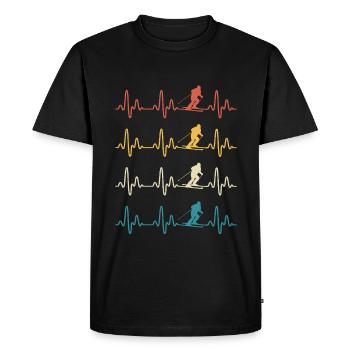 Skiing retro Heartbeat Ski Skier - Men's Premium Organic T-Shirt - black - Front - Nico (187cm)