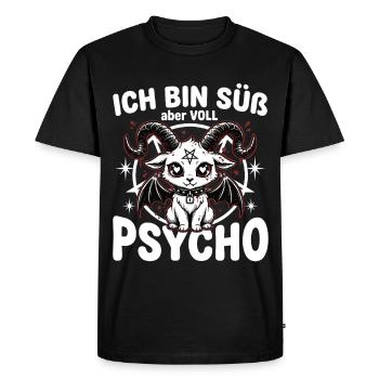 I'm Cute But Full Psycho – Kawaii Goth - Men's Premium Organic T-Shirt - black - Front - Nico (187cm)