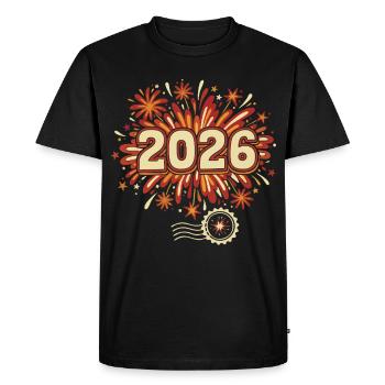 Célébrez le réveillon du Nouvel An 2026 - T-shirt Premium bio Homme - noir - Devant - Nico (187cm)