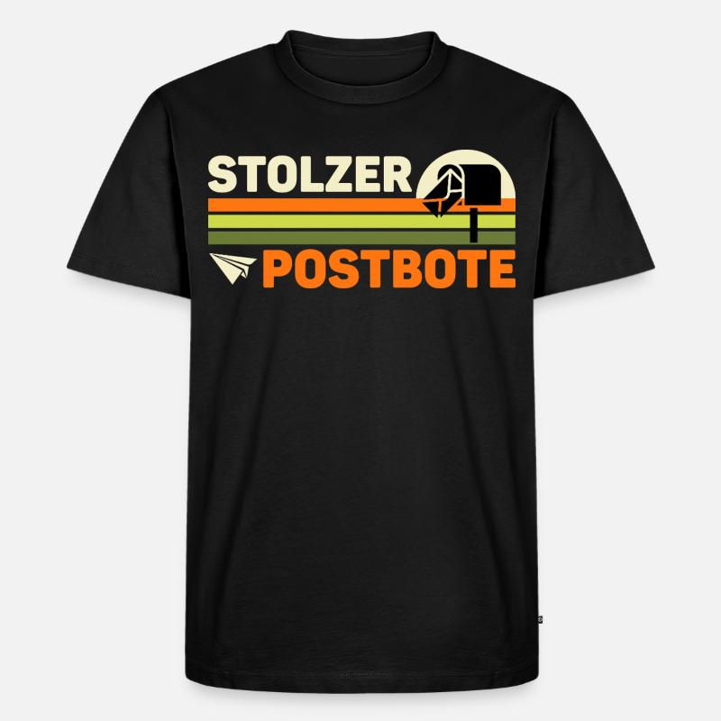 Briefträger STOLZER POSTBOTE Retro Lustiges - Männer Premium Bio T-Shirt - Schwarz