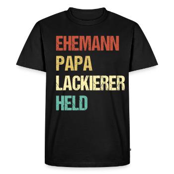 Père peintre - T-shirt Premium bio Homme - noir - Devant - Nico (187cm)