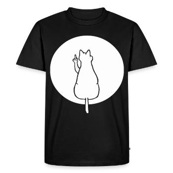 Chat chats chaton chat doigt d’honneur - T-shirt Premium bio Homme - noir - Devant - Nico (187cm)