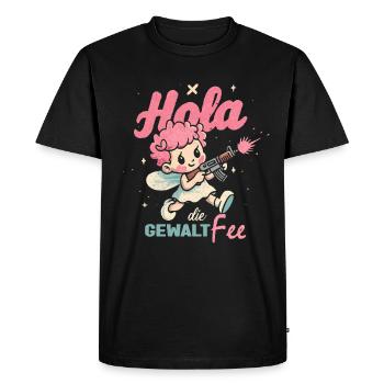 Bonjour Fée de la Violence - Ange Rose avec Arme - T-shirt Premium bio Homme - noir - Devant - Nico (187cm)