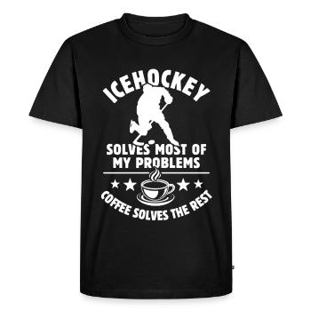 Icehockey solves most of my problems - Coffee - Men's Premium Organic T-Shirt - black - Front - Nico (187cm)