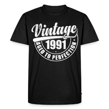 Birthday Gift 1991 Vintage 1991 Retro 1991 - Men's Premium Organic T-Shirt - black - Front - Nico (187cm)