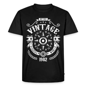 Vintage 1982 Vintage Anniversaire original 1982 - T-shirt Premium bio Homme - noir - Devant - Nico (187cm)