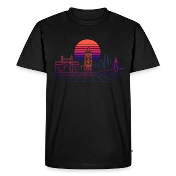 Neon Synthwave City Skyline - Mumbai - T-shirt Premium bio Homme - noir - Devant - Nico (187cm)