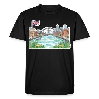 Newcastle Skyline Tyne Bridge Sage Gateshead Art - Men's Premium Organic T-Shirt - black - Front - Nico (187cm)