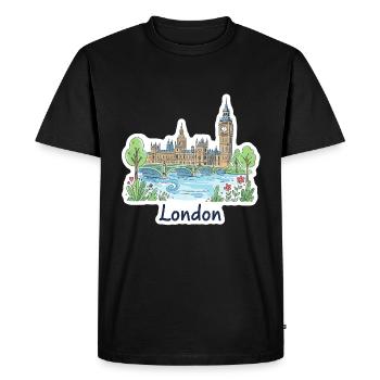 London Skyline Big Ben Parliament Bridge Art - Men's Premium Organic T-Shirt - black - Front - Nico (187cm)
