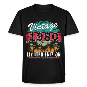 Vintage 1980's Limited Edition - Men's Premium Organic T-Shirt - black - Front - Nico (187cm)