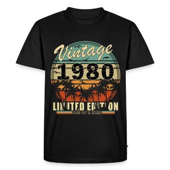 Vintage 1980's Limited Edition - Men's Premium Organic T-Shirt - black - Front - Nico (187cm)