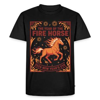 Année de la célébration du cheval de feu du réveillon du Nouvel An 2026 - T-shirt Premium bio Homme - noir - Devant - Nico (187cm)