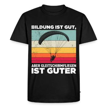 Parapente : L’ÉDUCATION EST UNE BONNE CHOSE EN PARAPENTE - T-shirt Premium bio Homme - noir - Devant - Nico (187cm)