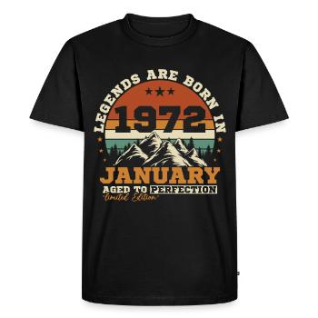 January 1972 Vintage Retro Birthday Gift - Men's Premium Organic T-Shirt - black - Front - Nico (187cm)