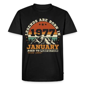 January 1977 Vintage Retro Birthday Gift - Men's Premium Organic T-Shirt - black - Front - Nico (187cm)