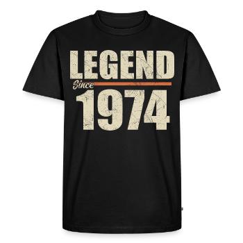 Anniversaire 1974 | Légende depuis 1974 - T-shirt Premium bio Homme - noir - Devant - Nico (187cm)