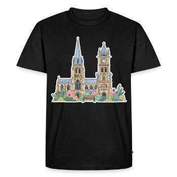 Leicester Skyline Clock Tower Cathedral Sticker - Men's Premium Organic T-Shirt - black - Front - Nico (187cm)