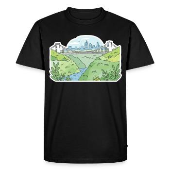 Bristol Clifton Suspension Bridge Skyline Art - Men's Premium Organic T-Shirt - black - Front - Nico (187cm)