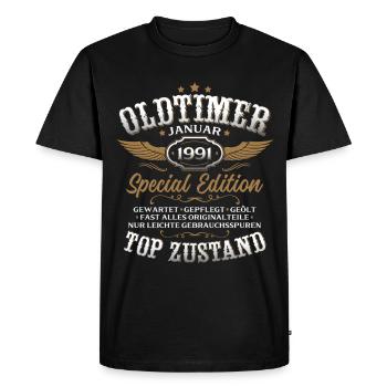35th Birthday Gift Classic Car January 1991 - Men's Premium Organic T-Shirt - black - Front - Nico (187cm)