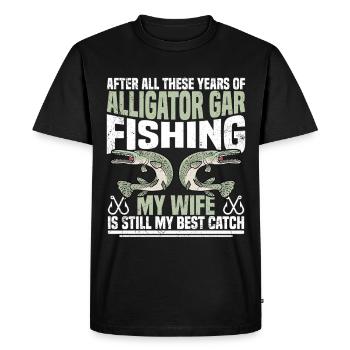  Alligator Gar Fishing Net Rod and Reel Combo - Men's Premium Organic T-Shirt - black - Front - Nico (187cm)