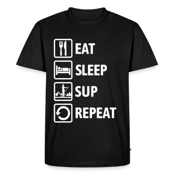 Mange, Dors, SUP, Répétez - Standup Paddling - T-shirt Premium bio Homme - noir - Devant - Nico (187cm)