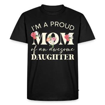 Maman fière Une grande fille - T-shirt Premium bio Homme - noir - Devant - Nico (187cm)