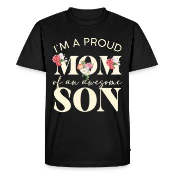 Proud mom, great son with flowers - Men's Premium Organic T-Shirt - black - Front - Nico (187cm)