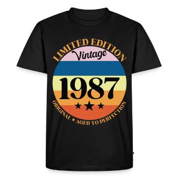 1987 Anniversaire Vintage Cadeau d'Anniversaire 87 - T-shirt Premium bio Homme - noir - Devant - Nico (187cm)