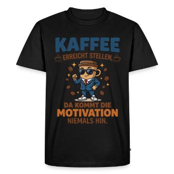 Coffee vs. Motivation – Fun Business Design - Men's Premium Organic T-Shirt - black - Front - Nico (187cm)