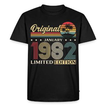 44e anniversaire Original janvier 1982 - T-shirt Premium bio Homme - noir - Devant - Nico (187cm)