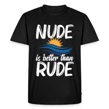 Nudité Gear Freedom Lover Nudisme Naturiste - T-shirt Premium bio Homme - noir - Devant - Nico (187cm)