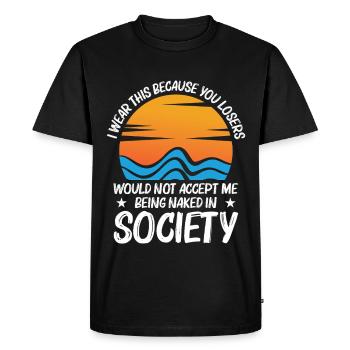 Nudisme Naturisme Amoureux Liberté Nudité - T-shirt Premium bio Homme - noir - Devant - Nico (187cm)