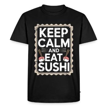 Sushi Reste calme et mange des sushis Amoureux de la cuisine japonaise - T-shirt Premium bio Homme - noir - Devant - Nico (187cm)