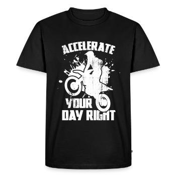 Accelerate Your Day Right - Men's Premium Organic T-Shirt - black - Front - Nico (187cm)